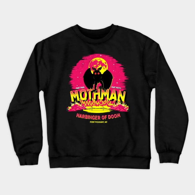 Mothman, Harbinger of Death! Crewneck Sweatshirt by Strangeology